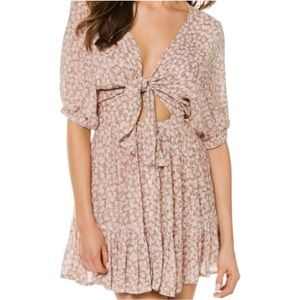 Faithful The Brand Margot Tie-Front Cutout Floral Crepe Dress